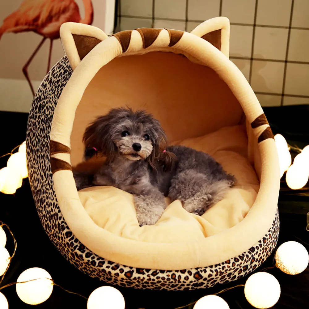 Warm Puppy House For Small Dog Cat Sleeping Kennel Soft Home Pet Cats Bed Nest Washable Dogs Mat Pets Foldable House Bed Product