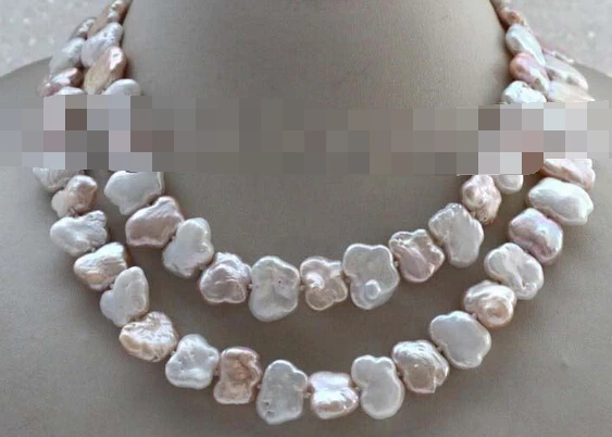 

Jew3110 34" Genuine Natural 13-16mm Reborn Keshi Pearl Necklace 14k