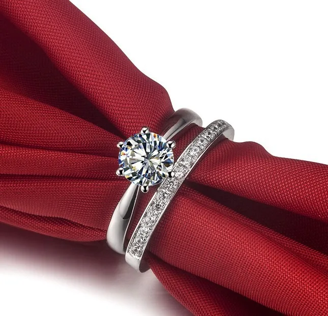 2ct two rings combine fine jewellry set pleasant man made synthetic diamonds wedding ring romantic anniversary - Cheap Diamond Wedding Ring Sets 2ct two rings combine fine jewellry set pleasant man made synthetic diamonds wedding ring romantic anniversary - Cheap Diamond Wedding Ring Sets