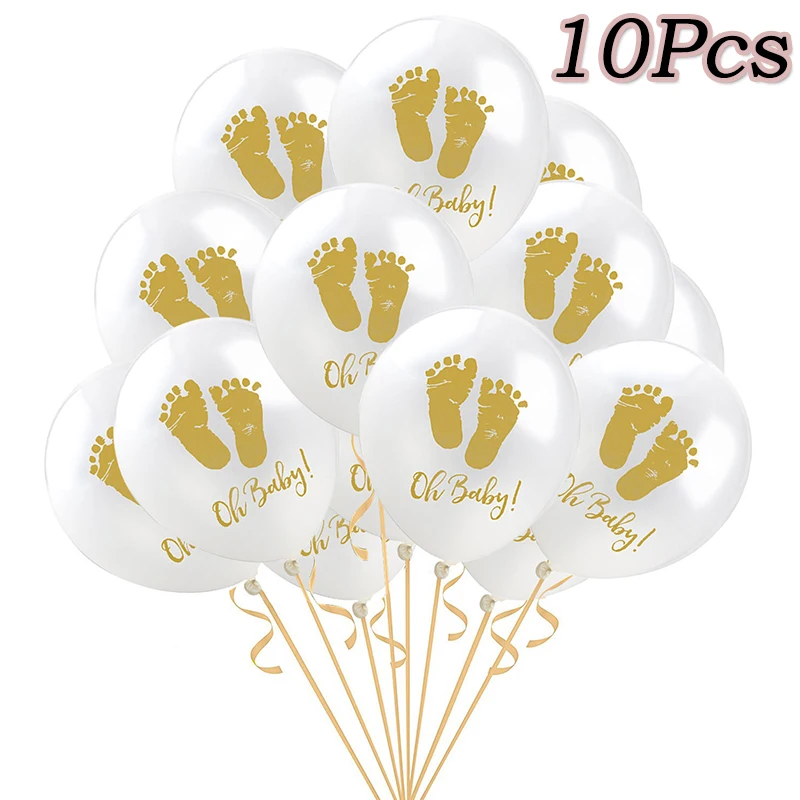

10pcs 10inch Oh Baby Printed Latex Balloons Baby Feet Pattern for Birthday Party Decoration Kid Babyshower Boy Girl Supplies