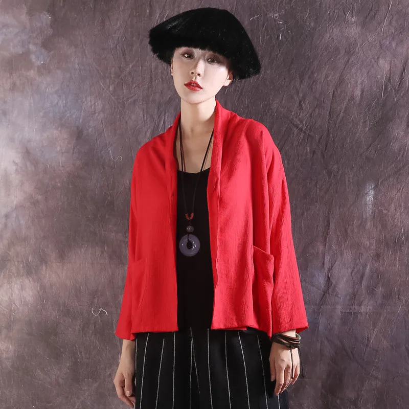

Women Cardigan 2018 Autumn New Cotton Linen Casual Female Jacket Literary Art Short retro Chinese Zen Coat Shawl Loose Lady Tops