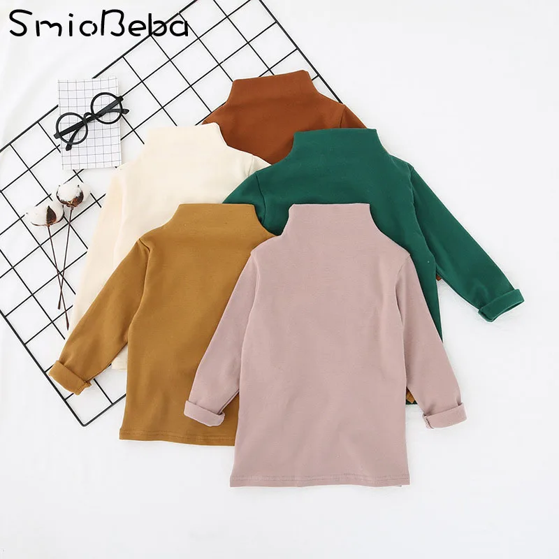 Baby Shirt Baby Boy Shirt Newborn Kids Blouses Long Sleeves Autumn Children's Wear Korean 6 Colors Girls Turtleneck Candy Shirt