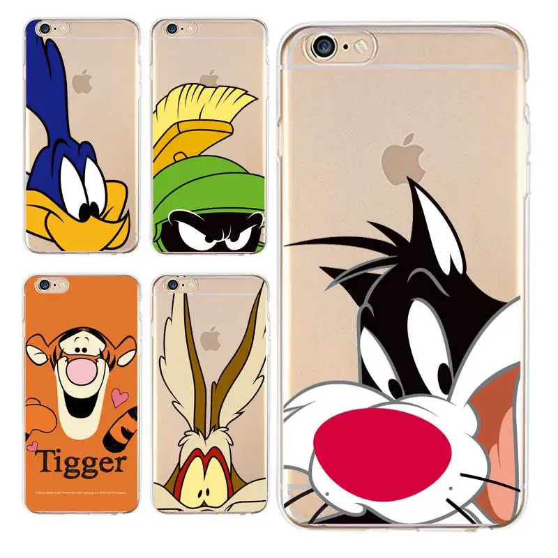 Tiger Soft Clear TPU Phone Case For iPhone 4/4s 5 5s 6 6plus 7 8plus x Silicone Rabbit Printed Shell Free Shipping | Мобильные