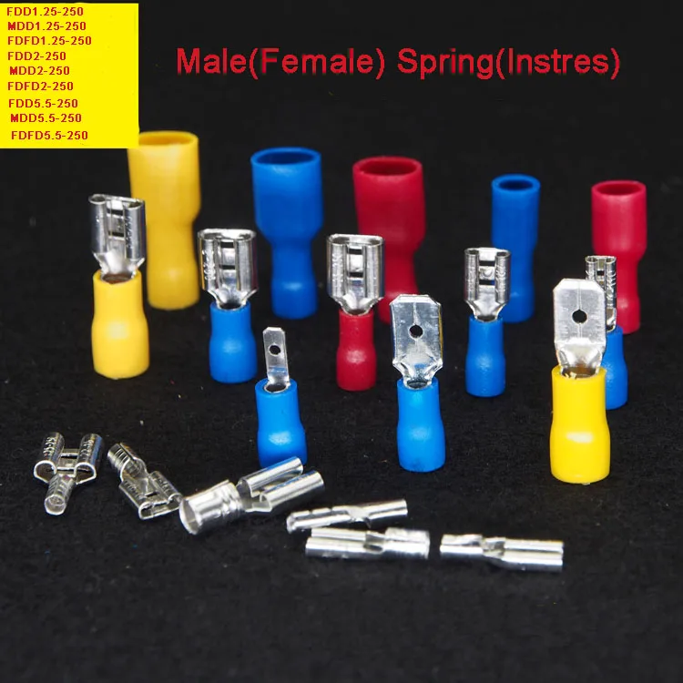 20 шт. FDD/FDFD/MDD/1 25/2/5.5-250 6 3 мм 22-10AWG женский Штекерный разъем для электрической