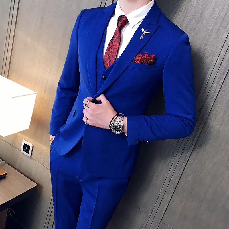 Королевский синий мужской костюм s Terno Masculino, приталенный белый костюм, свадебные костюмы, мужские красные королевские костюмы, мужские вечерние костюмы для жениха, DJ, сценический смокинг