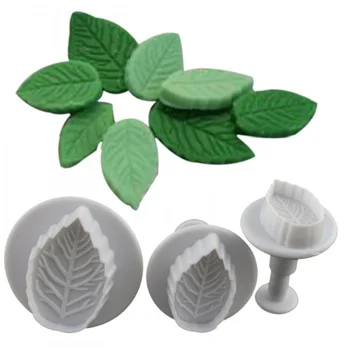 

3 pcs/set Cake Rose Leaf Plunger Fondant Decorating Sugar Craft Mold Cutter Tools Baking Pastry Tools