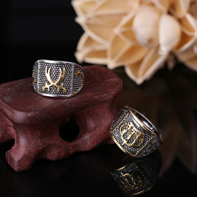 

Vintage Gold & silver Color Lover Rings for Women Men Muslim Islamic Arabic Middle East Religious Jewelry Punk Cool Antique Gift