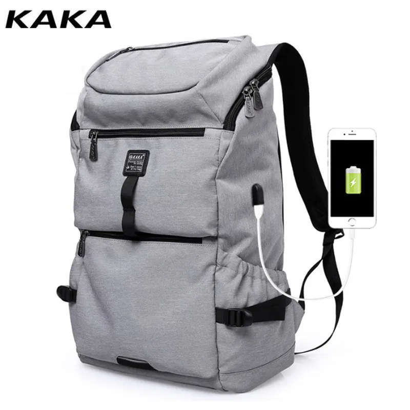 KAKA, большая вместительность, 15,6 дюймов, сумка для ноутбука, мужская, usb зарядка, рюкзак, сумка, черный рюкзак, женские школьные сумки, Mochila Masculina D017