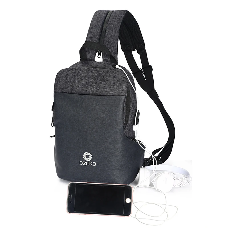 OZUKO новая многофункциональная нагрудная сумка для мужчин с USB зарядкой