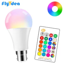 5 Вт, 10 Вт, 15 Вт, светодиодный RGB светильник, лампа 220 В, 110 В, B22, волшебная сменная лампа, 16 цветов, умная лампа+ ИК-контроль, украшение дома, RGB+ белый