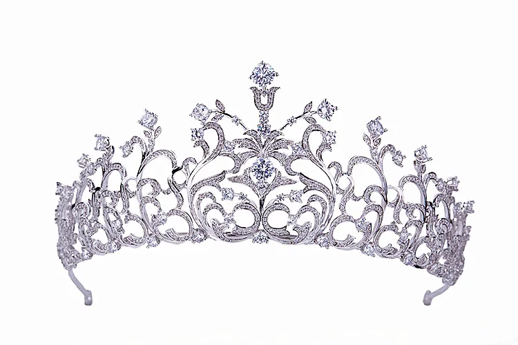 

Paved CZ Crown Full Cubic Zircon Tiara Tiaras Diadema Wedding Hair Accessories Bride Hair Jewelry Bijoux Cheveux Coroa WIGO1078
