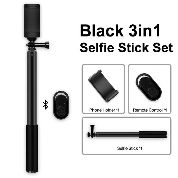 black-3 Новая селфи палка Gopro палка для селфи фото с держателем телефона клип для камеры Gopro и телефона Android для Iphone8 7s - Цвет: black-3