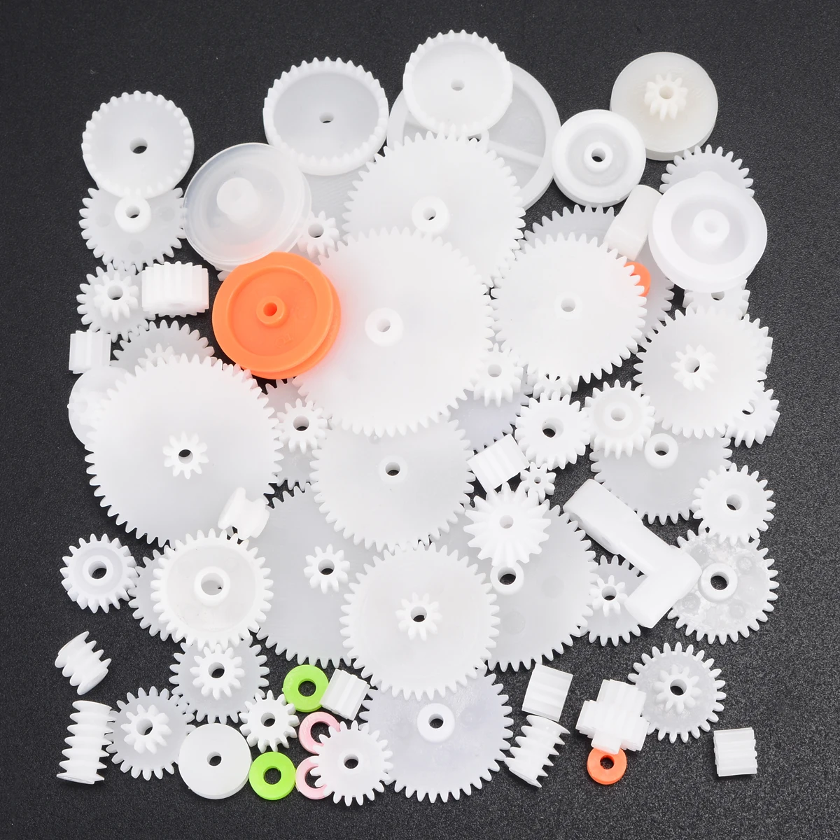 Набор пластиковых зубчатых колес с одним двойным слоем короны червячного винтика, 0,5 м, смешанные 64 шт., шестерня s DIY, игрушка, робот, мотор, модель, аксессуары