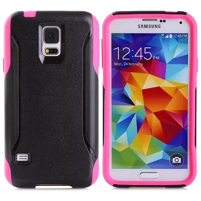 DHL,, высококачественный ПК+ ТПУ чехол для Samsung Galaxy S5. 2 в 1 шт+ жесткий чехол из термопластичного полиуретана для Samsung Galaxy S5, 100 шт/партия - Цвет: Pink