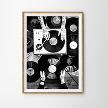 Cuadro de amantes de los discos de vinilo cuadro sobre lienzo para pared cartel nórdico e impresión foto Vintage negro blanco imagen de pared Decoración Para sala de estar