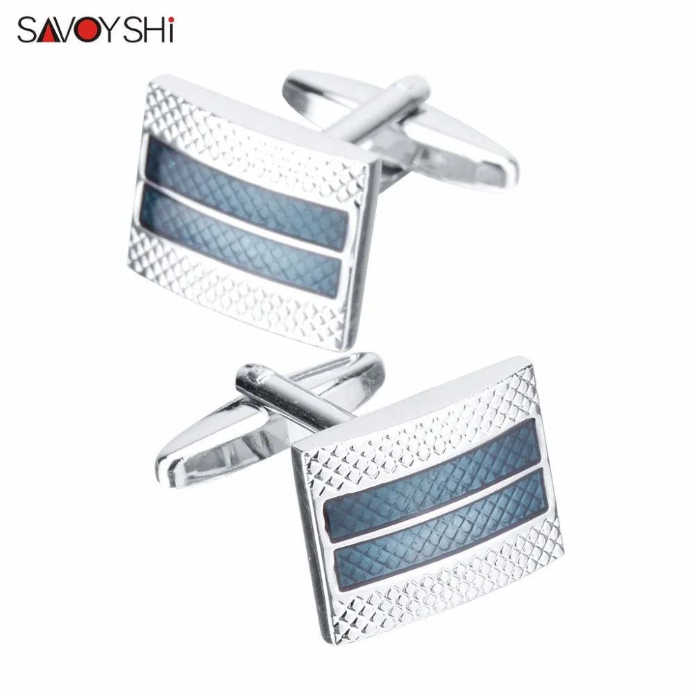 

SAVOYSHI Indigo-Blue Enamel Cufflinks For Men Shirt Cuff nails High Quality Brand Square Cufflink Business Gift Jewelry Gemelos