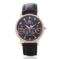 SOXY роскошные золотые часы модные кожаные спортивные часы Для мужчин s часы Hour Clock relogio masculino reloj hombre