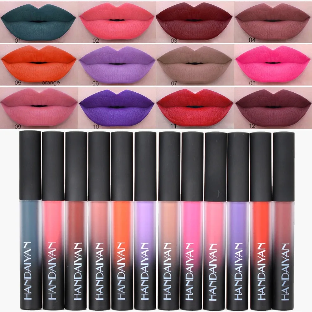 

HANDAIYAN Lip Gloss Moisturizer 12 Charm color matte velvet matte lip gloss lip glaze Matt non-stick matte liquid lipstick