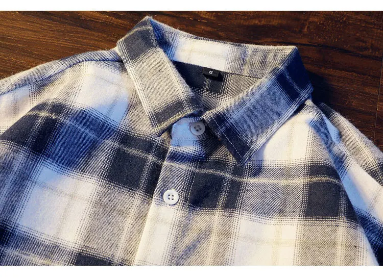 Men's Casual Plaid Dress Shirts Long Sleeve Urban Streetwear Casual Button Up Shirt For Male Large-Scale Plaid Pocket Top CS08 (11)