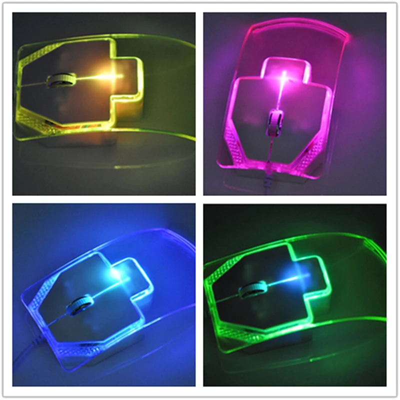 

1Pc LED Blue Light Transparent Wired USB Mouse Mice For PC Laptop Desktop 2.4G Wireless Mouse 1200DPI Optical