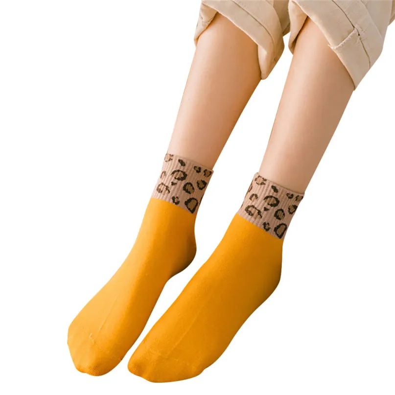 Leopard Cycling Socks Women New Spring Ladies Leopard Print Socks Fashion Women Anklets Sox Sport Socks #2d18 (7)