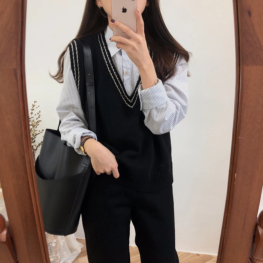 Autumn Winter Women Sweater vest Knitted Jumper Warm Female sweater vest sherpa vest puffer vests vest for women sleeveless Autumn Winter Women Sweater vest Knitted Jumper Warm Female sweater vest sherpa vest puffer vests vest for women sleeveless