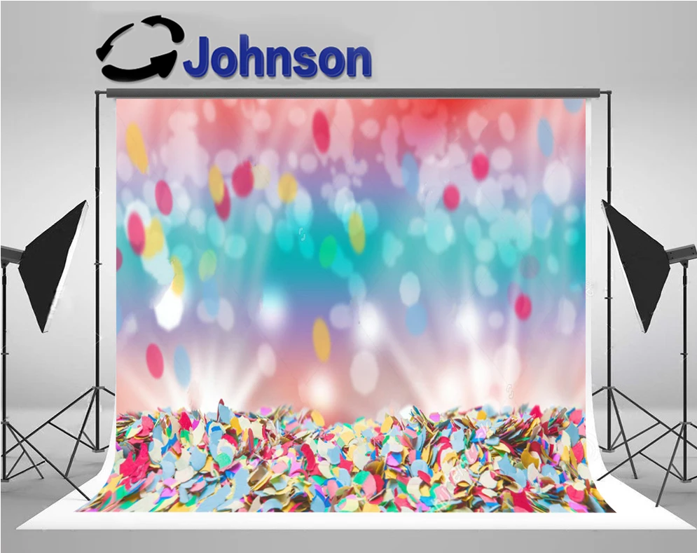 party backdrop Vinyl cloth High quality Computer print Colorful Polka Dot Carnival Bokeh photography backgrounds | Электроника
