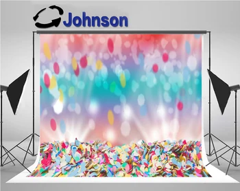 

party backdrop Vinyl cloth High quality Computer print Colorful Polka Dot Carnival Bokeh photography backgrounds