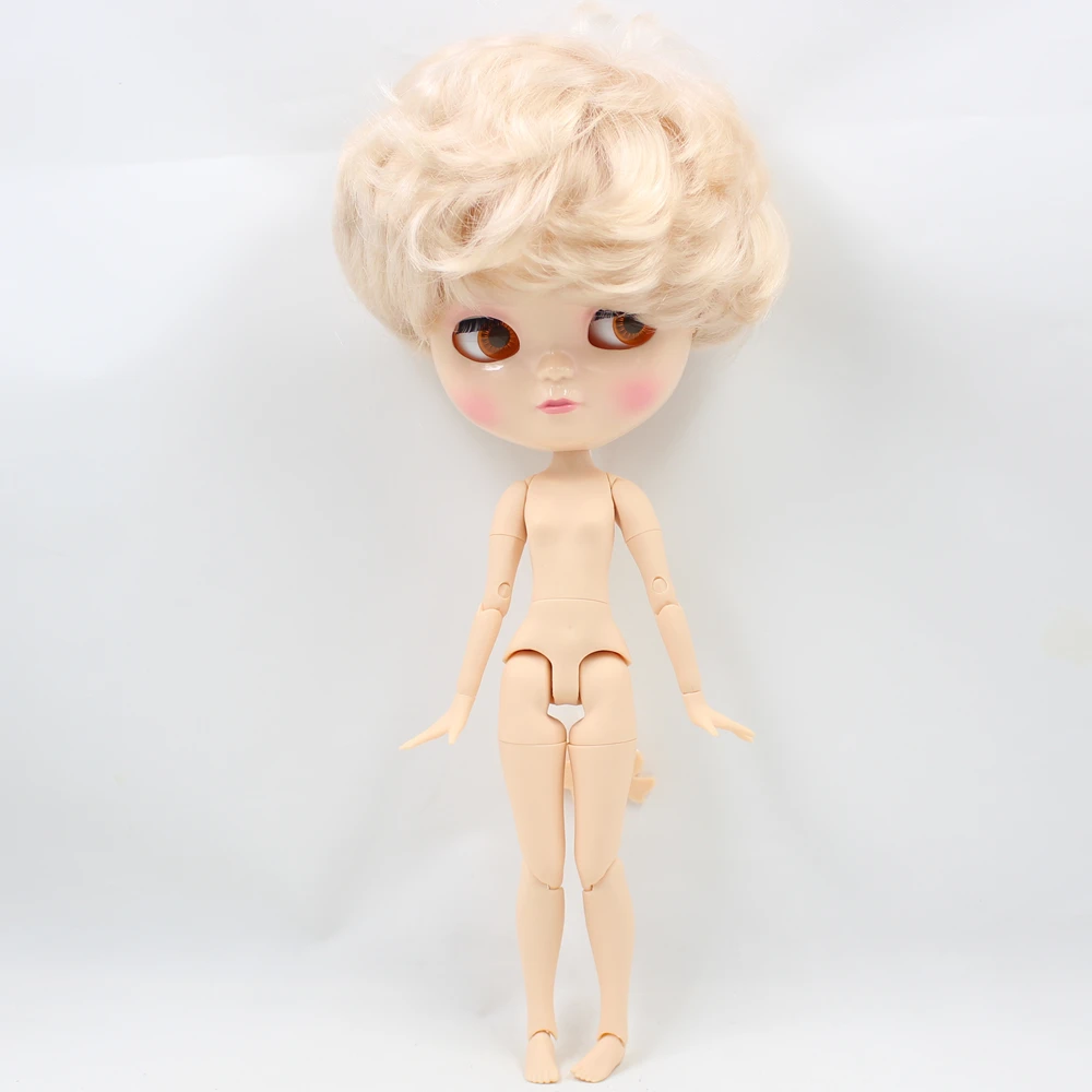 New 12" Blythe Doll Nude Long Curly blond hair from factory matte skin face 1626