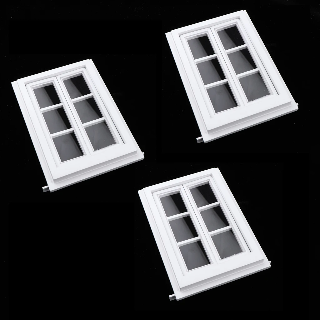 Handmade Wood Window Furnishings for Doll House Living Room/ Bedroom/ Dining Room, 3pcs Set
