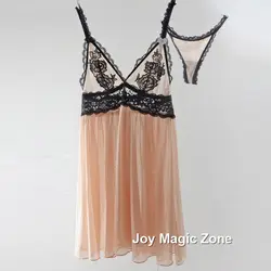 Yomrzl Новое поступление 2016 летнее газовое женская ночная рубашка ультра-тонкий одна часть пижамы Кружева v-образным вырезом сна платье A029