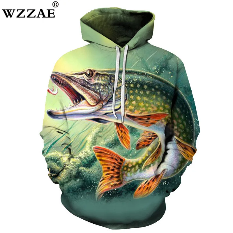 

Fish Print Hoodies Seaworld 3D Men Tracksuits Sweatshirt Unisex WZZAE Brand Drop Ship Long Sleeve Pullover Summer 2018