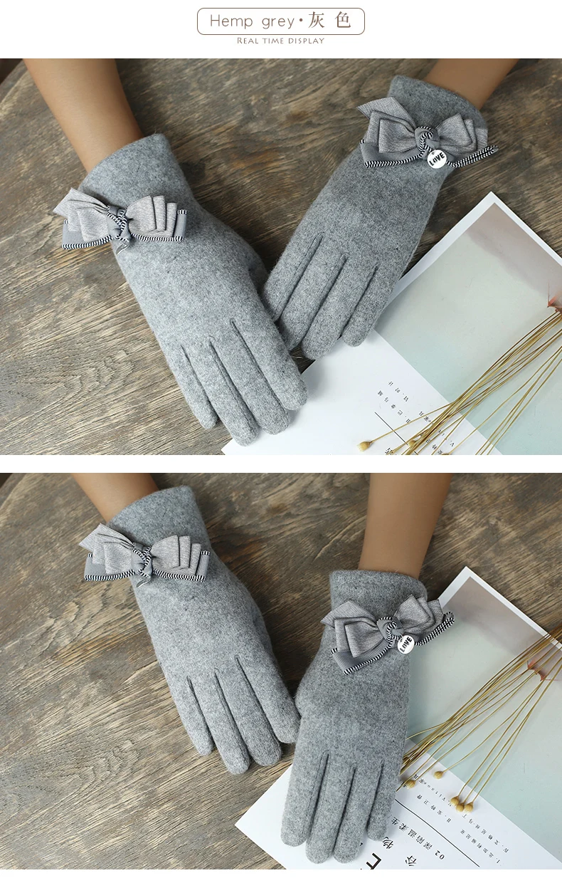 Шерсть Перчатки женские зимние теплые утепленные вельветовые кашемировая шерсть вязаные перчатки для студентов сенсорный экран Перчатки