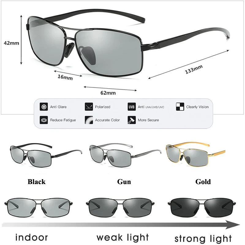 Polarized Sports Sunglasses Photochromic Polarized Sunglasses for Men and Women Driving Anti-glare