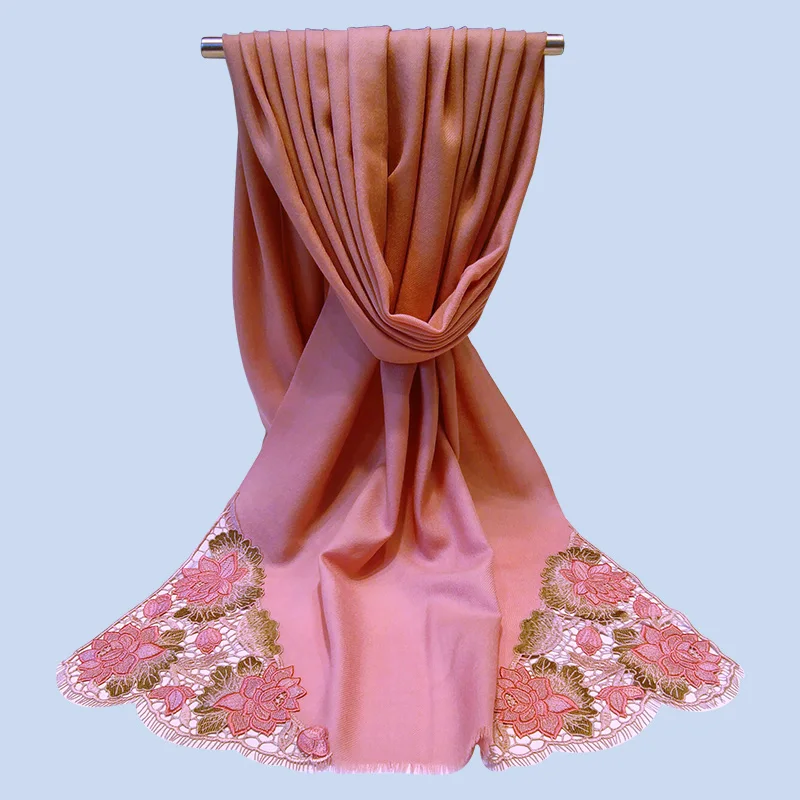 Yopota женские шерстяные роскошные шарфы в китайском стиле утолщенные полые Вышитая Шаль высококачественные шарфы первоклассный подарок - Цвет: 3982-03
