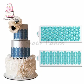 

2pcs Texture Plastic Stencil Cake Decoration Wedding Cake Side Stencil Border Stencils for Painting Baking Tools Moulds ST-886