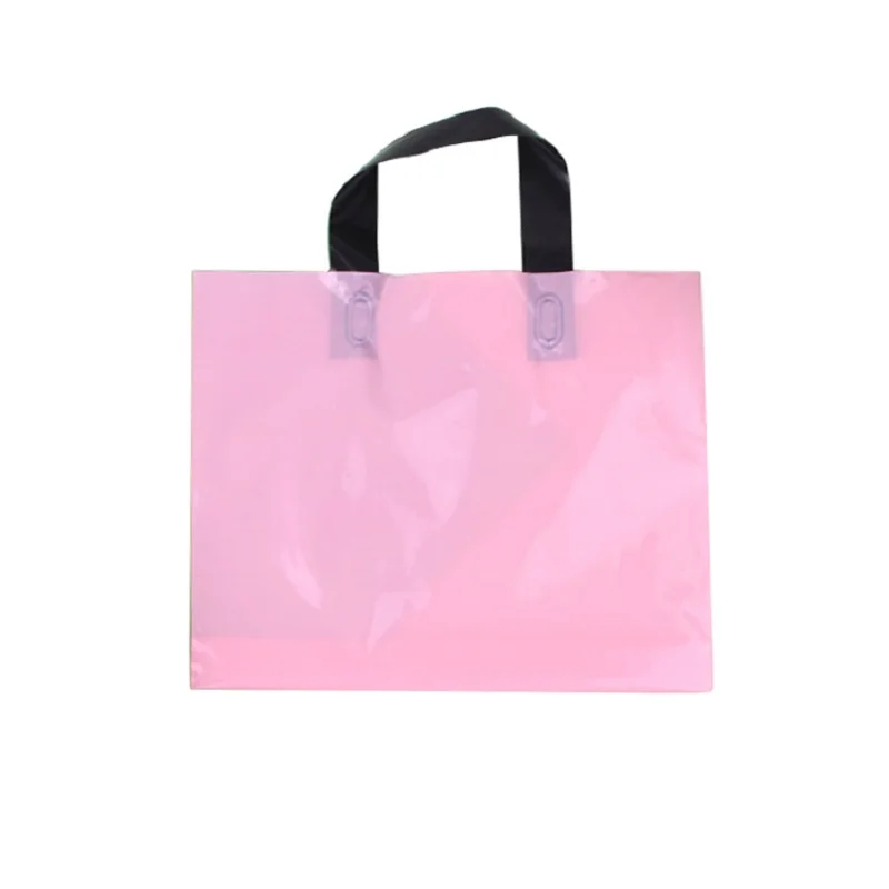 Персонализированные пластиковые подарочные пакеты с печатью логотипа бутик ткань подарочная упаковка пластиковая хозяйственная сумка с ручкой - Цвет: Pink without logo