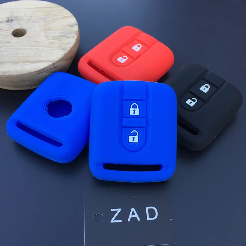 

ZAD Silicone rubber Car Key Cover Case Fob shell holder set for Nissan Qashqai Micra Navara Almera 2 button key