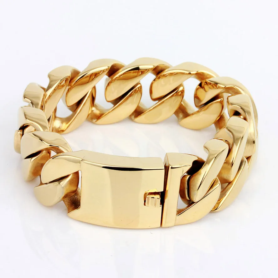 exclusive collection China jewelry Manufacturer dubai style gold color titanium male bracelets for men
