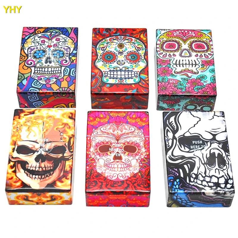 Newest Colorful Human Skeleton Skull Cigarette Cases 95MM Plastic Storage Box High Quality Exclusive Design Automatic Opening08