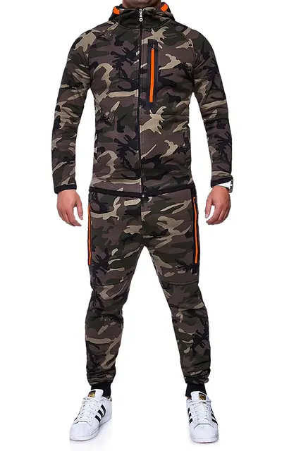 ZOGAA Men Tracksuit Camouflage Tracksuit For Mens Slim Fit Two Piece Sets Sportswear Sweatsuit 