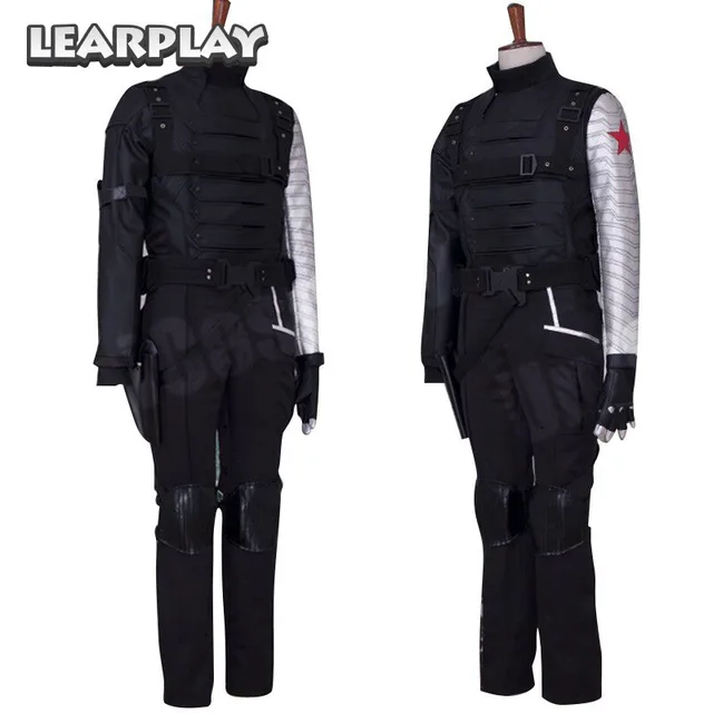 Captain America 2 Winter Soldier Bucky Barnes Cosplay Costume Man Battle Suit Sets Halloween Uniform Captain America 2 Winter Soldier Bucky Barnes Cosplay Costume Man Battle Suit Sets Halloween Uniform