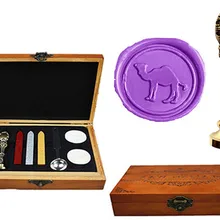 Пользовательские Винтаж верблюд Роскошные Воск уплотнительное штамп латунь павлин металлической ручкой Щупы для мангала плавления ложка деревянной подарочной коробке комплект