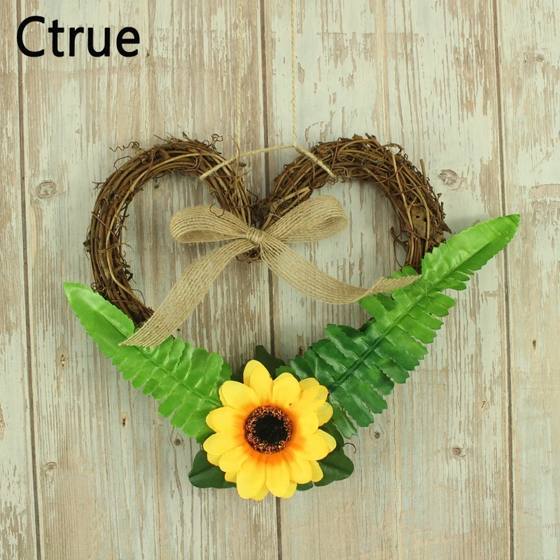 

Natural Rattan heart Stem Branch Wreath Garland hearts wall Hanging christmas Marriage wedding Decoration door Pendant Ornament
