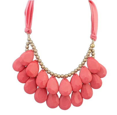 Europe and America Bohemian handmade double water droplet necklace female |