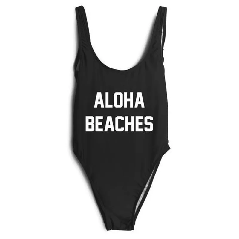 Пляжный слитный купальник ALOHA с надписью сексуальные стринги женские бикини 2018
