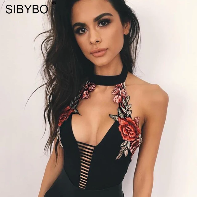 Aliexpress.com : Buy SIBYBO Embroidery Sexy Bodysuit Women