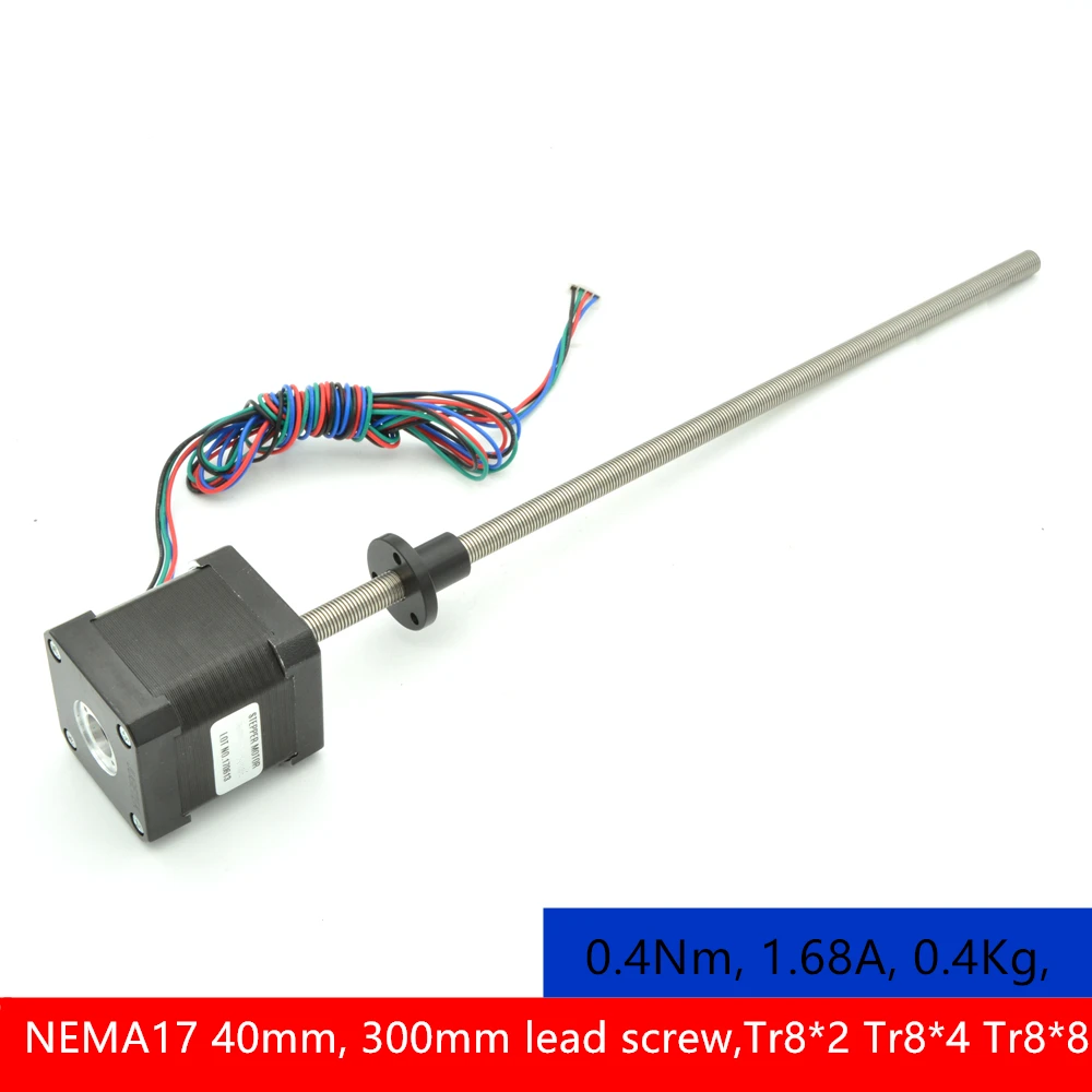 4-lead Nema 17 40 мм шаговый двигатель 42 17HS4401s 300 T8 винтовой стержень линейный Z-двигатель