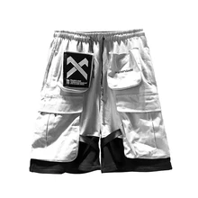 Summer Street Men Shorts Multi-pocket Patchwork Overalls Hip Hop Shorts Men Loose Streetwear Pants Japanese Shorts Joggers S6T93