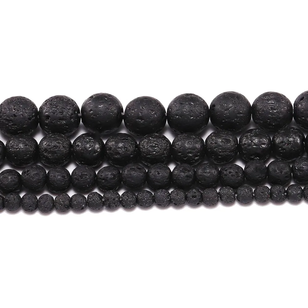 4 6 8 10 12 мм черный натуральный камень из вулканической лавы свободные прокладки круглые бусины из лавового камня для самостоятельного изготовления ювелирных изделий браслет аксессуары